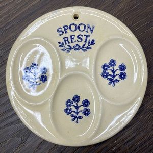 Corona Stoneware 6" Spoon Rest Ivory Blue